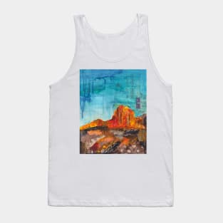 Red rock desert mixed media painting Tank Top